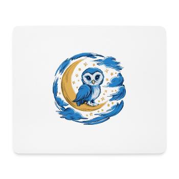 Eule Mond Sterne Nachthimmel - Mousepad (Querformat) - Weiß - Vorne