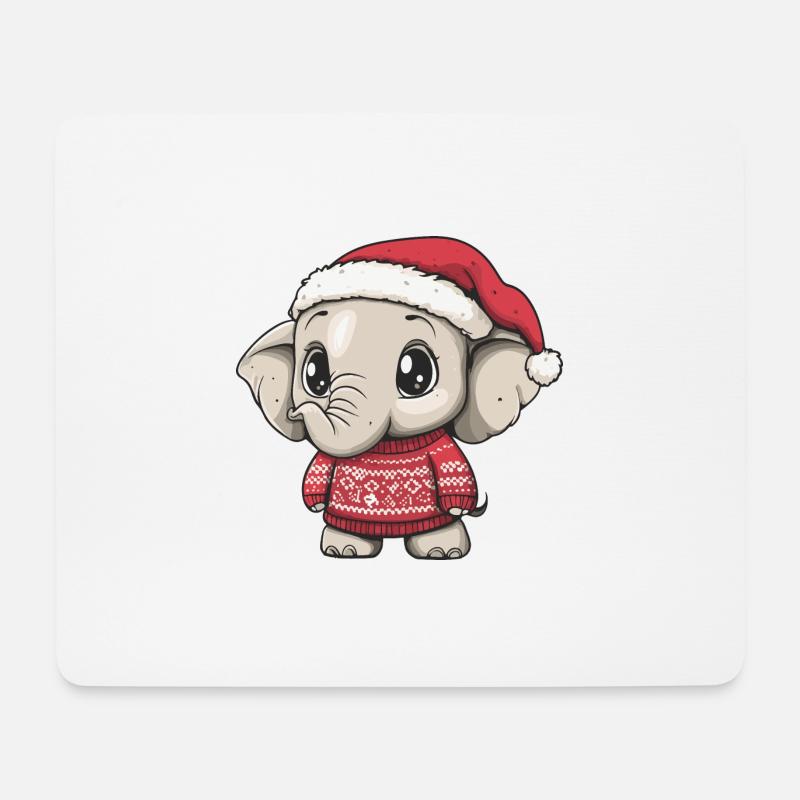 Elefant Weihnachten - Mousepad (Querformat) - Weiß