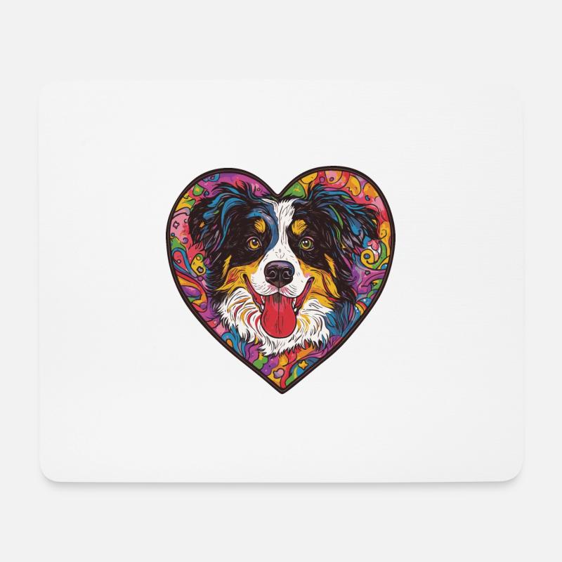 Australian Shepherd Hund Herz Hundeliebe - Mousepad (Querformat) - Weiß