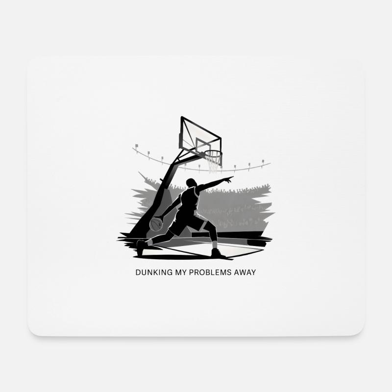 Dunking My Problems Away Basketball - Mousepad (Querformat) - Weiß