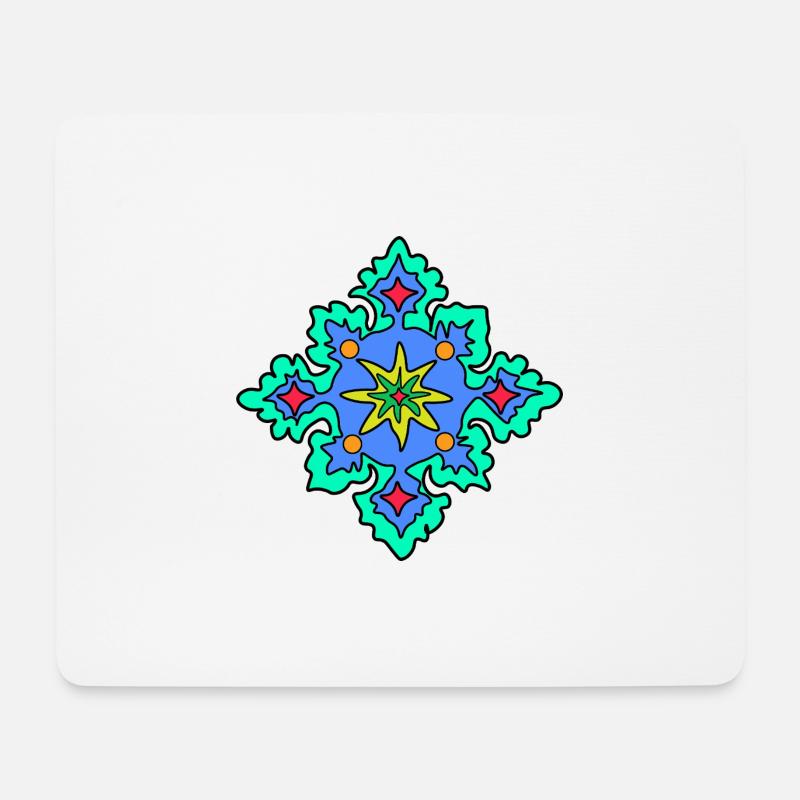 Geometrisches Mandala-Sternmuster - Mousepad (Querformat) - Weiß