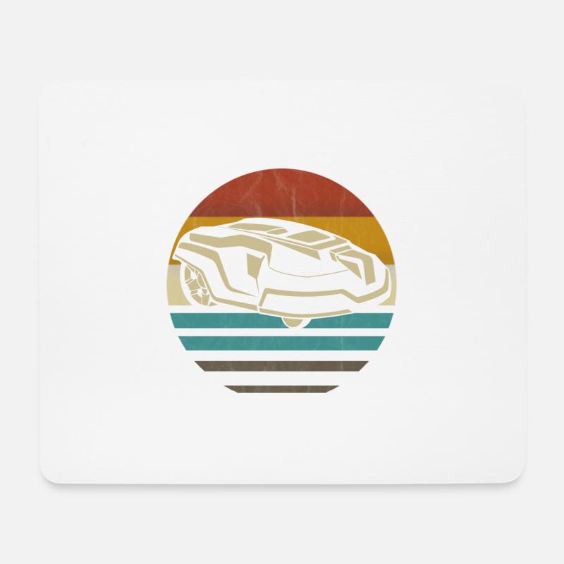 Rasenmähen Mähroboter retro - Mousepad (Querformat) - Weiß