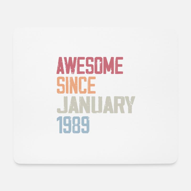 Geburtstag Januar 1989 Retro 1989 Januar - Mousepad (Querformat) - Weiß
