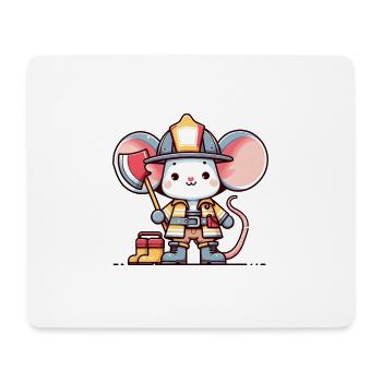Cute Mouse Firefighter - Mouse Pad (horizontal) - white - Front