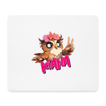 KIANA - Beau nom de fille avec un hibou mignon - Tapis de souris (format paysage) - blanc - Devant
