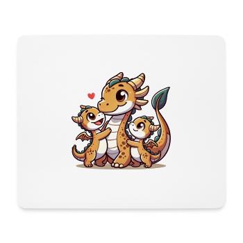 Loving Dragon Parent With Two Cute Kids - Mousepad (Querformat) - Weiß - Vorne