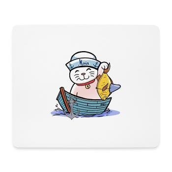 maritim Katze Katzen Matrose Moin Fisch Fischer - Mousepad (Querformat) - Weiß - Vorne