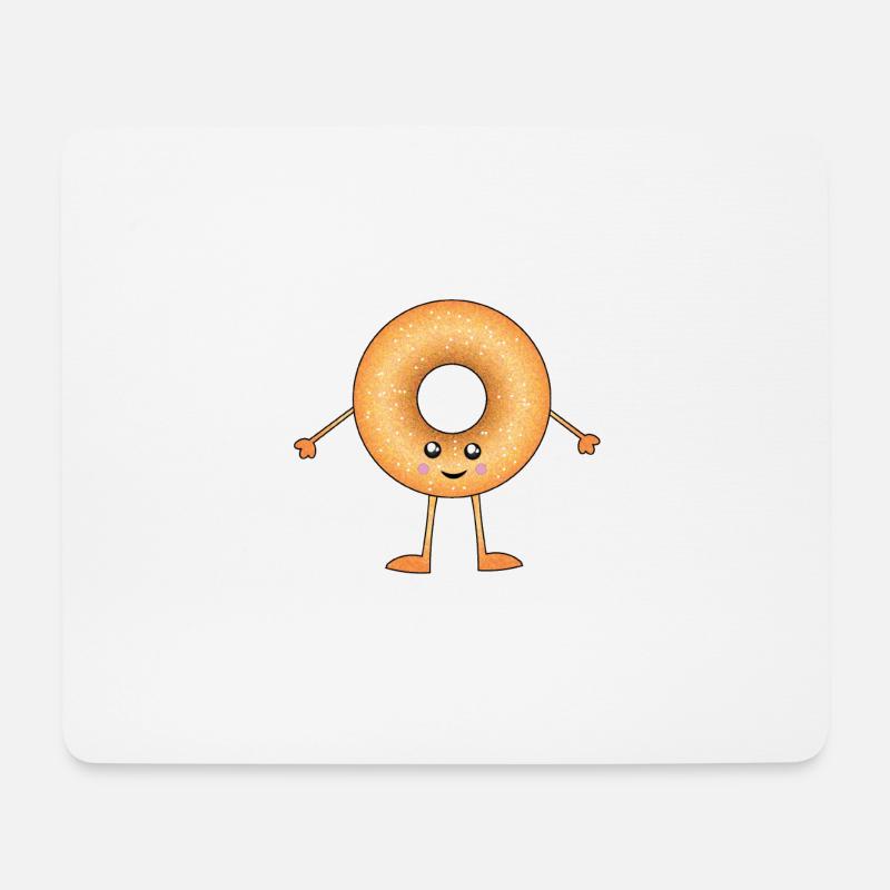 Netter lächelnder Kawaii Donut - Mousepad (Querformat) - Weiß