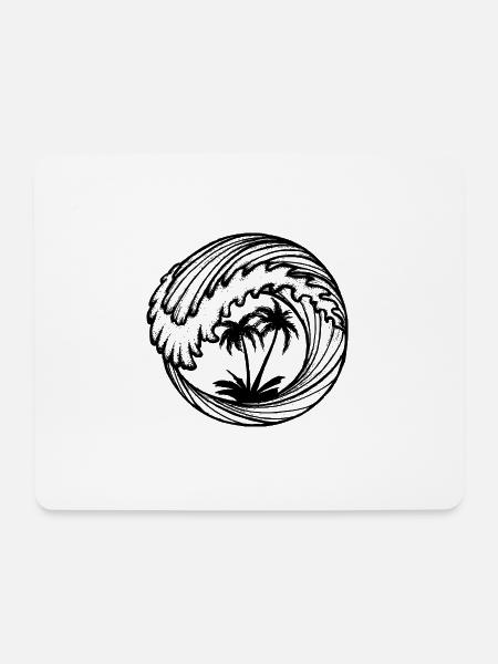 Palmen in Welle - Mousepad (Querformat) - Weiß