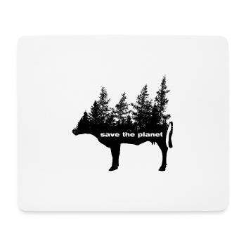 Save the Planet - Vegan Environmental Protection Cow Forest - Mouse Pad (horizontal) - white - Front