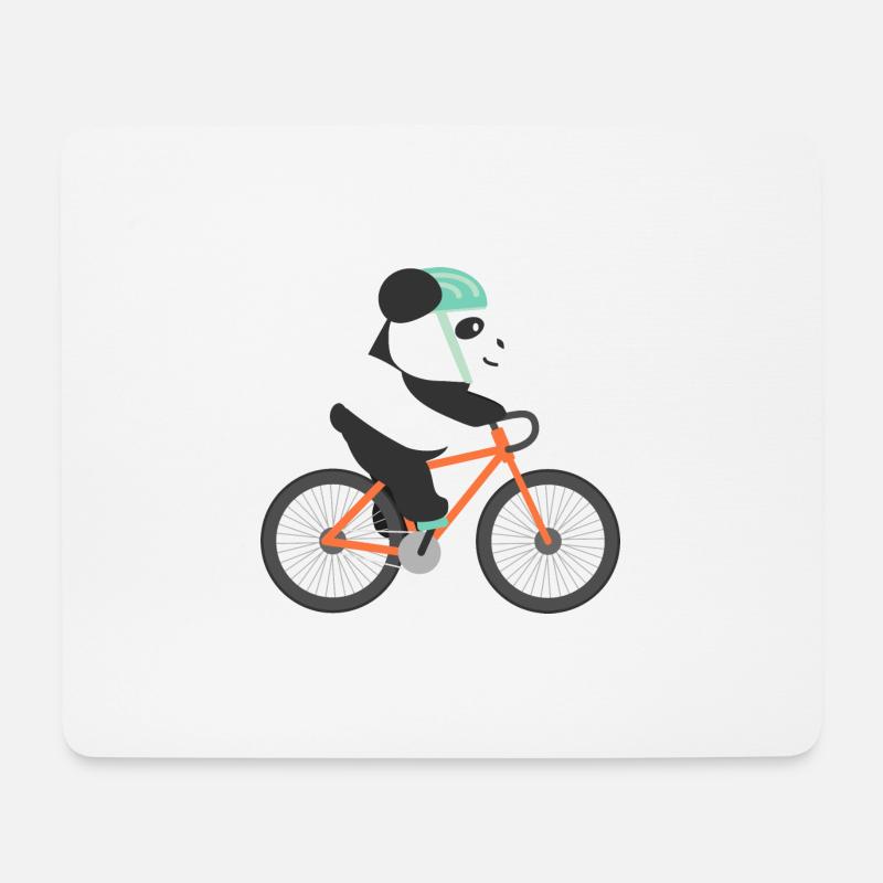 Panda conduite vélo cycliste idée cadeau - Tapis de souris (format paysage) - blanc