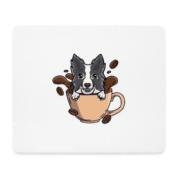 Border Collie au café pour les amateurs de café - Tapis de souris (format paysage) - blanc - Devant