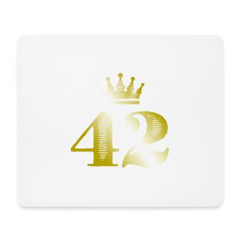 42 Chiffre Couronne Or - Tapis de souris (format paysage) - blanc - Devant