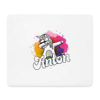 ANTON - Beau nom de garçon avec licorne cool - Tapis de souris (format paysage) - blanc - Devant