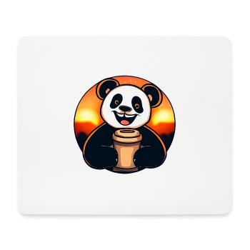 Panda Pandabär trinkt Kaffee Koffeein - Mousepad (Querformat) - Weiß - Vorne