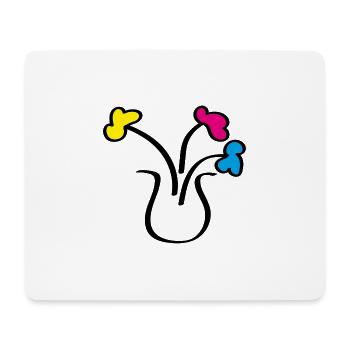 Dessin abstrait de fleurs dans un vase - Tapis de souris (format paysage) - blanc - Devant