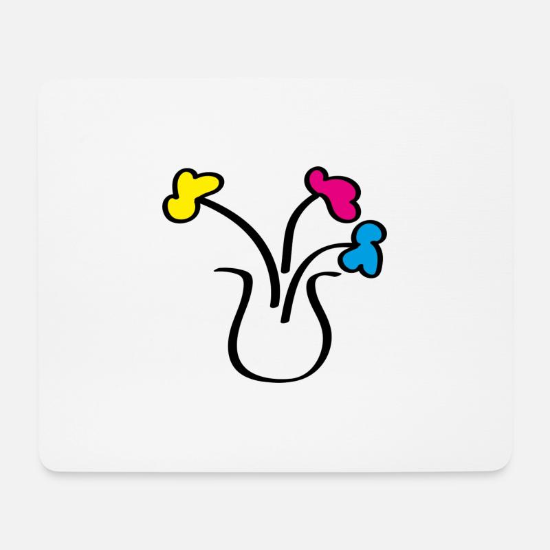 Abstrakte Zeichnung Blumen in einer Vase - Mousepad (Querformat) - Weiß