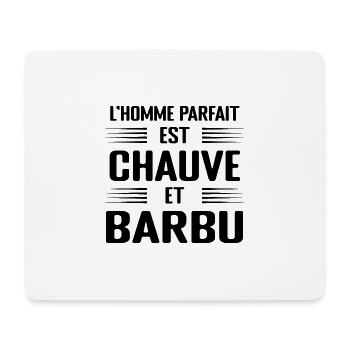 Barbu Chauve Homme Parfait Humour Cadeau - Tapis de souris (format paysage) - blanc - Devant