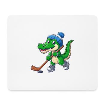 Krokodil-Eishockeyspieler - Lustiges Design - Mousepad (Querformat) - Weiß - Vorne