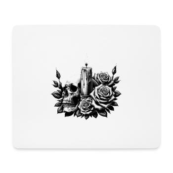 Crâne gothique et Roses Art graphique - Tapis de souris (format paysage) - blanc - Devant
