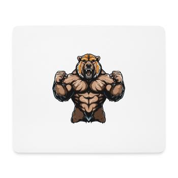 Bär Grizzly Gym Beast Martial Arts MMA - Mousepad (Querformat) - Weiß - Vorne