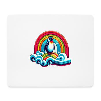 Pingouin sur nuage arc-en-ciel - Tapis de souris (format paysage) - blanc - Devant