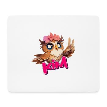 KIM - Beautiful Girl Name with Cute OWL - Mouse Pad (horizontal) - white - Front