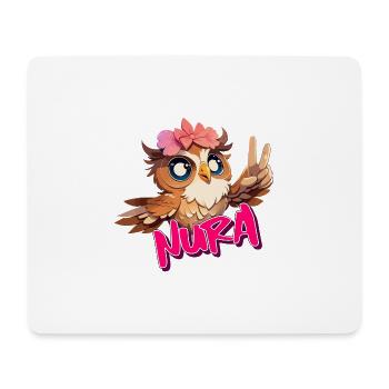NURA - Beautiful girl name with cute OWL - Mouse Pad (horizontal) - white - Front