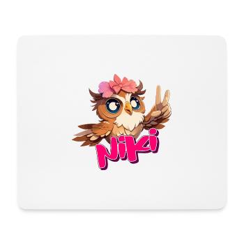 NIKI - Beau nom de fille avec hibou mignon - Tapis de souris (format paysage) - blanc - Devant