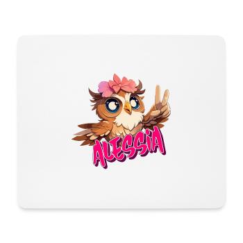 ALESSIA - Beau prénom de fille avec un joli hibou - Tapis de souris (format paysage) - blanc - Devant