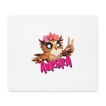 AURORA - Schöner Mädchen Name mit süßer EULE - Mousepad (Querformat) - Weiß - Vorne