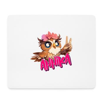 ANNIKA - Schöner Mädchen Name mit süßer EULE - Mousepad (Querformat) - Weiß - Vorne