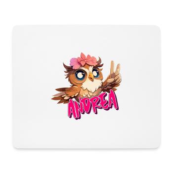 ANDREA - Beau nom de fille avec un hibou mignon - Tapis de souris (format paysage) - blanc - Devant