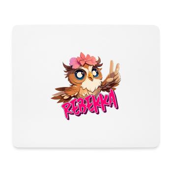 REBEKKA - Schöner Mädchen Name mit süßer EULE - Mousepad (Querformat) - Weiß - Vorne