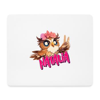 NATALIA - Beautiful girl name with cute OWL - Mouse Pad (horizontal) - white - Front