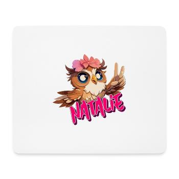 NATALIE - Schöner Mädchen Name mit süßer EULE - Mousepad (Querformat) - Weiß - Vorne