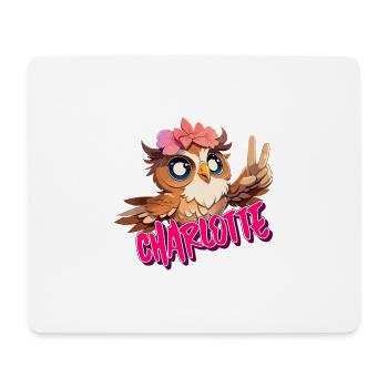 CHARLOTTE - Schöner Mädchen Name mit süßer EULE - Mousepad (Querformat) - Weiß - Vorne