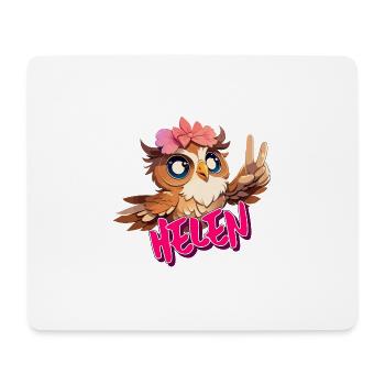 HELEN - Beautiful girl name with cute OWL - Mouse Pad (horizontal) - white - Front