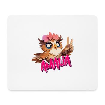 AMALIA - Schöner Mädchen Name mit süßer EULE - Mousepad (Querformat) - Weiß - Vorne