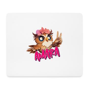 AMARA - Beautiful Girl Name with Cute OWL - Mouse Pad (horizontal) - white - Front