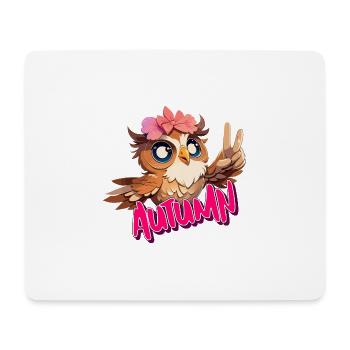 AUTUMN - Schöner Mädchen Name mit süßer EULE - Mousepad (Querformat) - Weiß - Vorne