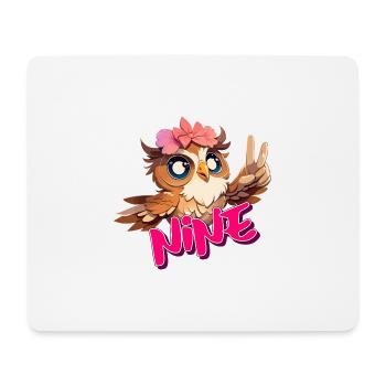 NINE - Beautiful girl name with cute OWL - Mouse Pad (horizontal) - white - Front