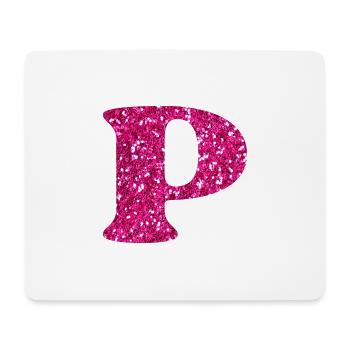 Glitzer rosa Buchstabe p - Mousepad (Querformat) - Weiß - Vorne