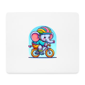 Cute Cyclist Elephant - Mouse Pad (horizontal) - white - Front