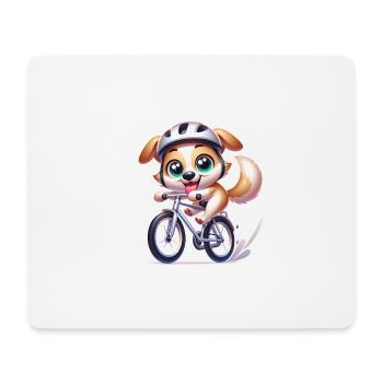Cute Cyclist Dog - Mousepad (Querformat) - Weiß - Vorne