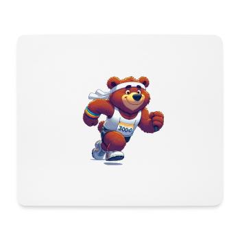 Cute Marathon Runner Bear - Mousepad (Querformat) - Weiß - Vorne