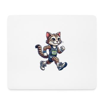 Cute Marathon Runner Cat - Mouse Pad (horizontal) - white - Front