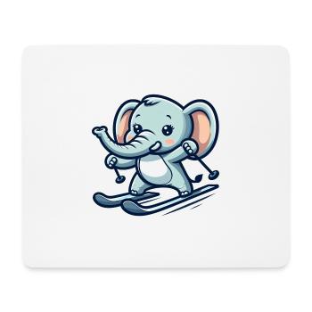 Cute Skier Elephant - Mousepad (Querformat) - Weiß - Vorne