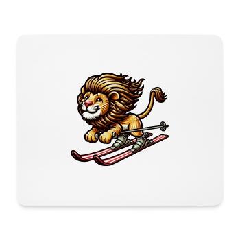 Cute Skier Lion - Mousepad (Querformat) - Weiß - Vorne