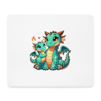 Loving Dragon Parent with Child - Mousepad (Querformat) - Weiß - Vorne
